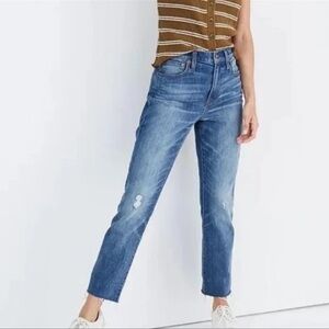 Madewell The High-Rise Slim Crop Boyjean Distressed Raw Hem